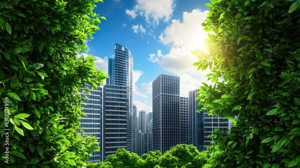 Fototapeta premium Futuristic AI-Powered Holographic Weather Forecasting in a Modern Urban Environment