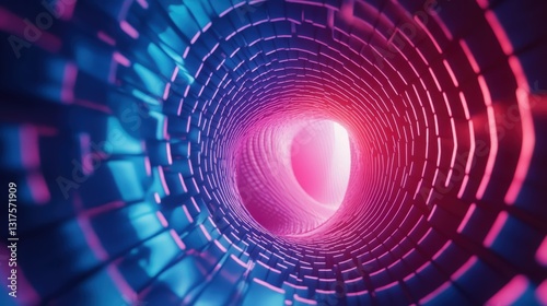 Vibrant Neon Tunnel Background with a Futuristic and Abstract Design, Ideal for Sci-Fi, Technology, and Music Visuals