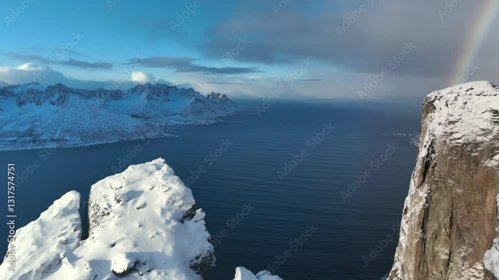 from from the summit of Segla mountain  to the Mefjord on the Island of Senja in Northern Norway