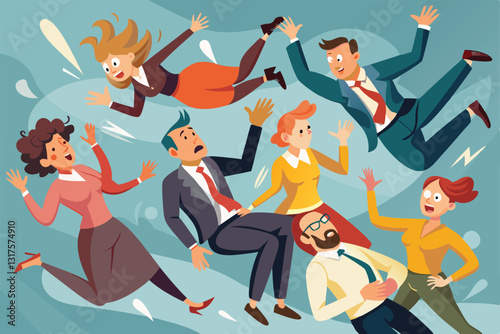 In a surprising moment, several men and women are dramatically falling to the ground during a gathering, Shocked men and women fall to ground,