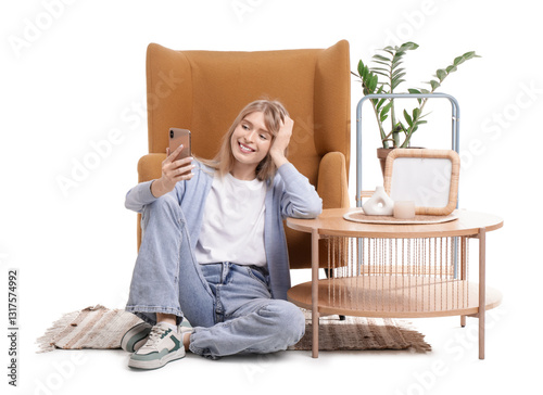Young woman using mobile ph...