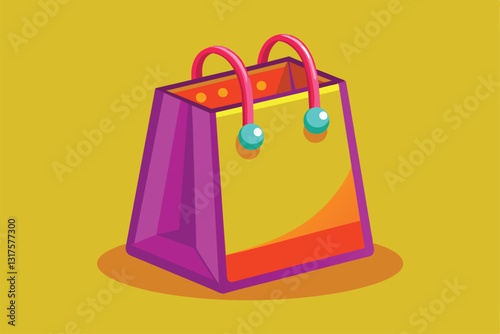 A colorful cartoon-style shopping bag illustration showcasing vibrant design elements and playful features, Shopping bag Customizable Cartoon Illustration