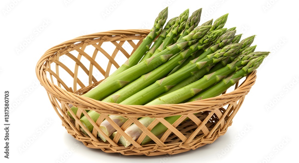 asparagus in a basket top view isolated on white asparagus in a basket top view isolated on white