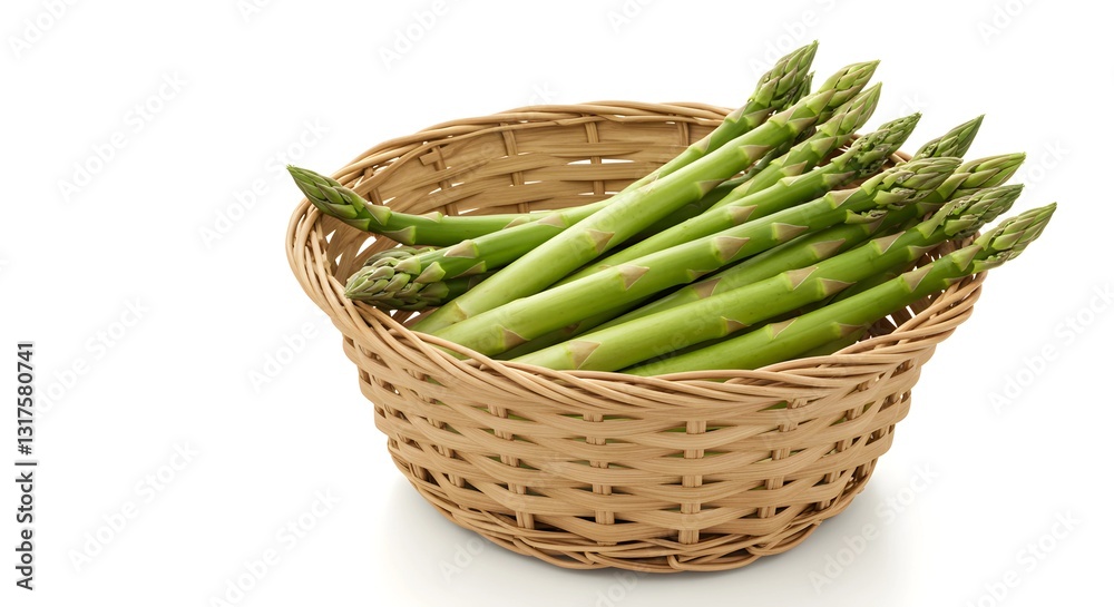 asparagus in a basket top view isolated on white asparagus in a basket top view isolated on white
