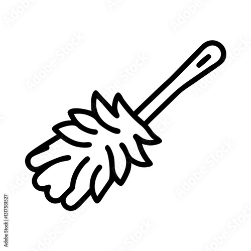Feather duster icon, cleaning tool, vector illustration, simple design, monochrome style
