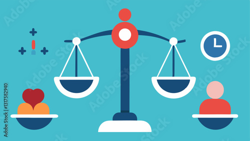 Scales of Choices A scale tipping heavily on one side with numerous decision icons like a fork clock and people illustrating the burden of choices.