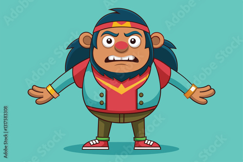 A cartoon character displays an angry expression, emphasizing customizability and playful design, Shrug Customizable Cartoon Illustration