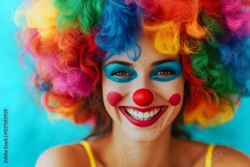 Portrait of a girl as a clown, theater, fool's day