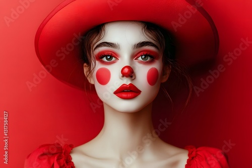 Portrait of a girl as a clown, theater, fool's day