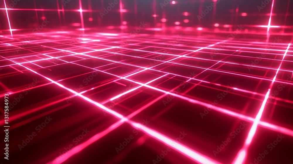 Abstract Pink Neon Grid Digital Art Background Futuristic Technology Lines Pattern