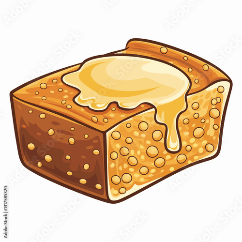 Illustrated Cornbread Slice with Melted Butter Dripping