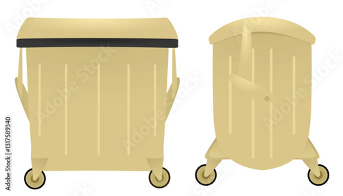 Metal dump trashcan container. vector