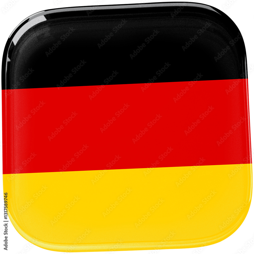 Naklejka premium Elegant and Professional Germany Flag Icon with a Three-Dimensional Glossy Effect for UI Design, Mobile Apps, and Web Projects. Germany National flag.