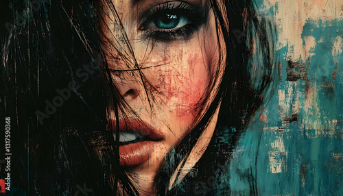 Modern grunge woman in closeup