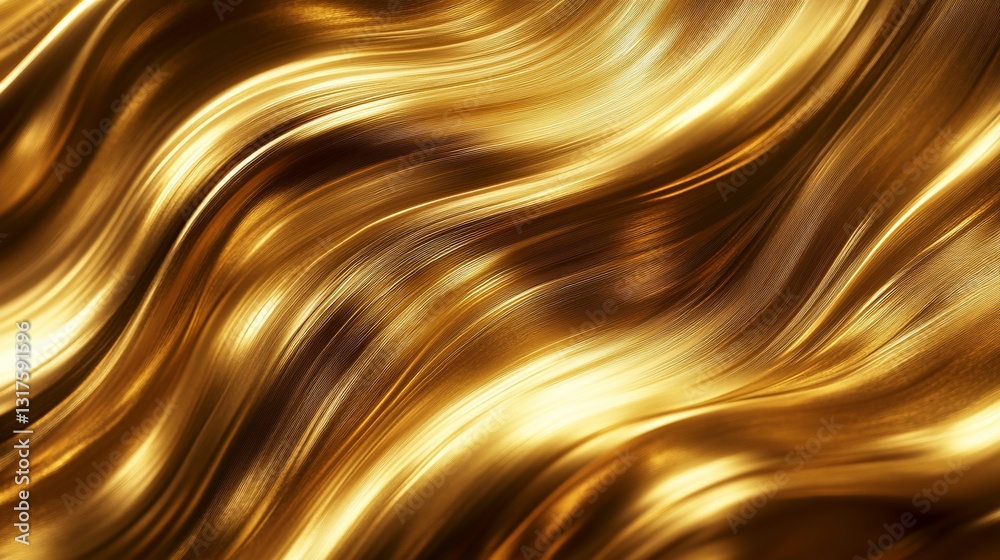 Abstract Golden Waves: Luxurious and Elegant Swirling Texture Background