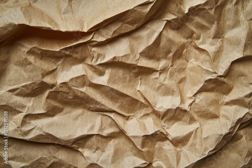 Wallpaper Mural Close-up view of a crumpled brown paper texture, ideal for various design projects, backgrounds, or crafts needing an organic and textured feel. Torontodigital.ca