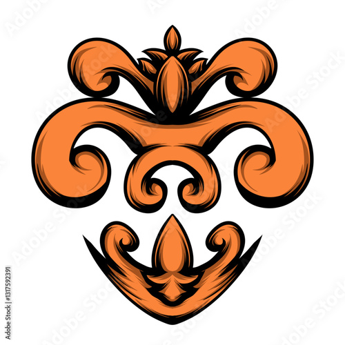 Ornaments with gold color on white background