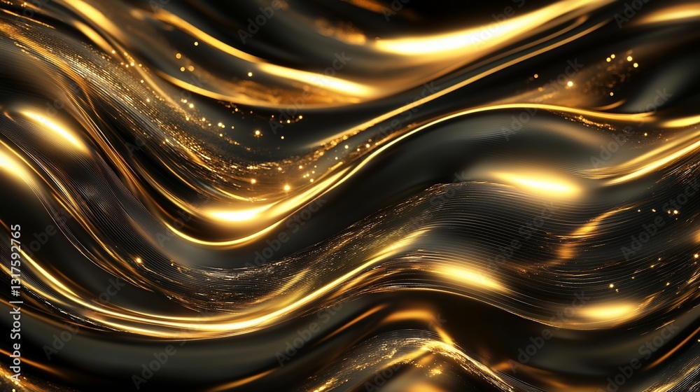 Abstract Golden Waves: Luxurious Liquid Gold Texture Background Design