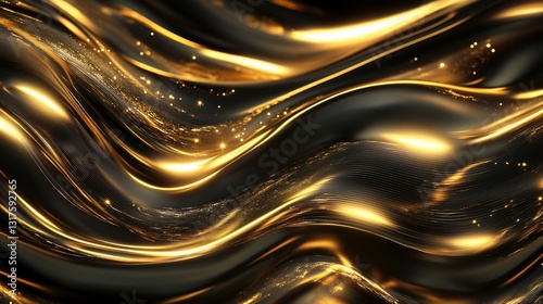 Abstract Golden Waves: Luxurious Liquid Gold Texture Background Design