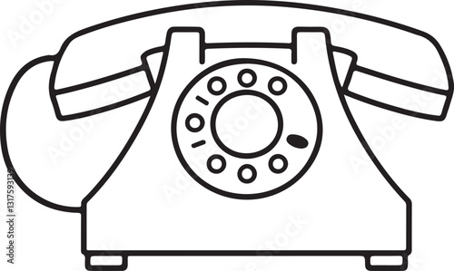 black retro phone with clipping path