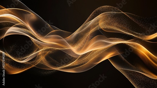 Obraz na płótnie Abstract Golden Waves Flowing in Dark Background Luxurious Elegant Design Digital Art w salonie