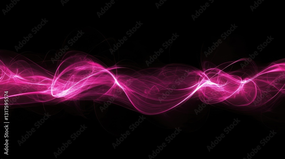 Abstract pink wave design on a black background, representing energy and movement, ideal for digital art projects Abstract pink wave design on a black background, representing energy and movement, ideal for digital art projects