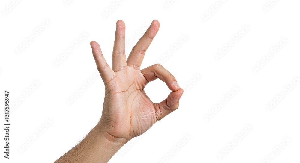 Showing Approval Hand Gesture on a Clean White Isolated Background Showing Approval Hand Gesture on a Clean White Isolated Background