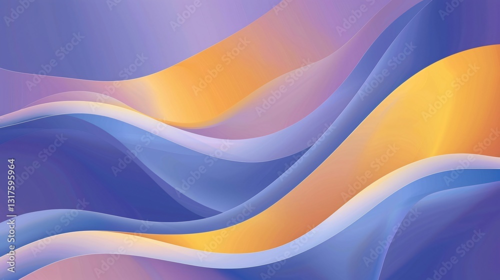Obraz premium Blue, purple and yellow gradient background, smooth curves