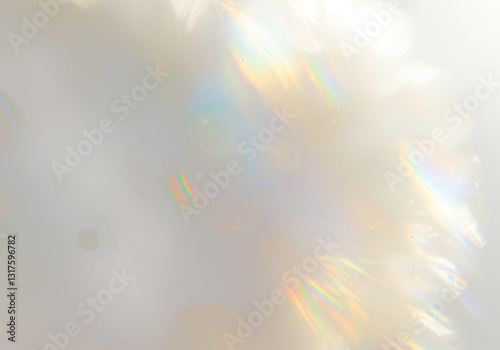 Blurred Soft light leak effect with bright spectral rainbow colours in flares and edges on transparent background