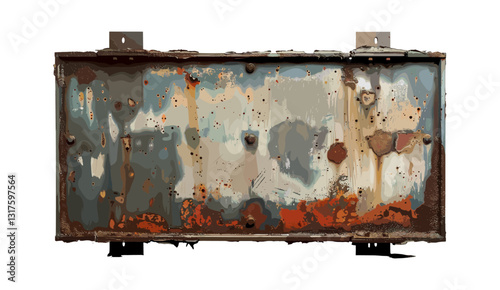 Rusty weathered metal signboard, grunge vintage board, aged rust plaque, worn metal board, old weathered signage, distressed iron sign, outdoor rustic signboard, weathered rust sign