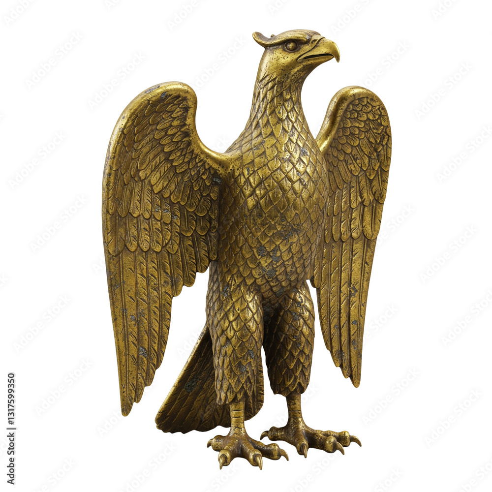 Fototapeta premium antique vintage gold eagle figurine on transparent background