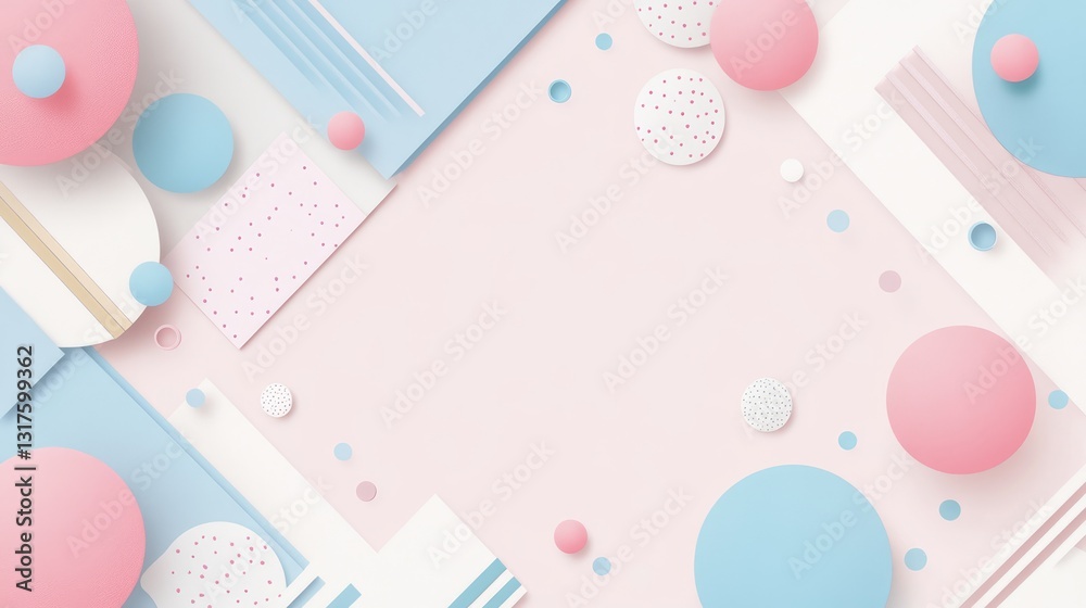 Abstract composition of pastel geometric shapes and patterns creating a playful background for design projects Abstract composition of pastel geometric shapes and patterns creating a playful background for design projects