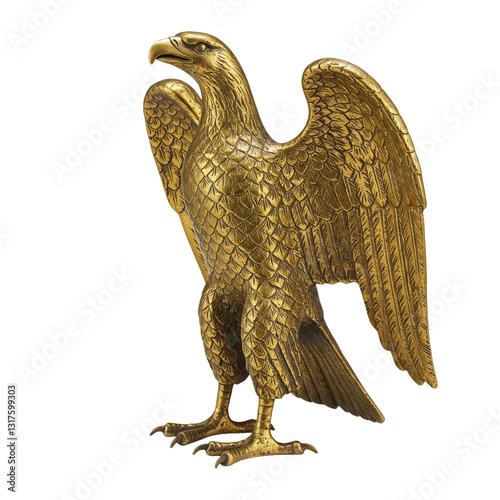 antique vintage gold eagle figurine on transparent background