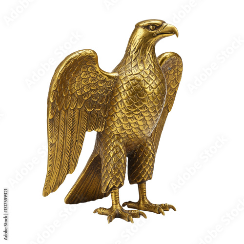 antique vintage gold eagle figurine on transparent background