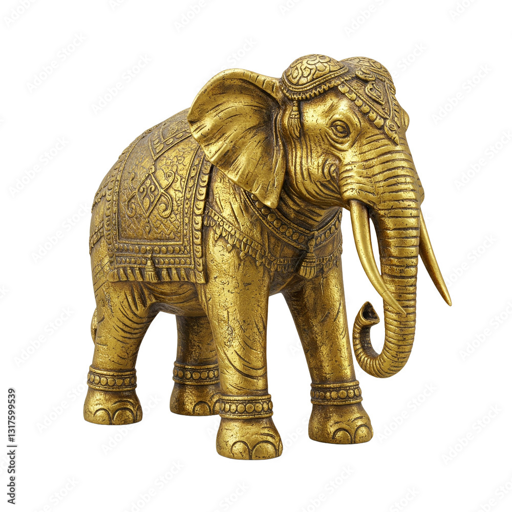 Fototapeta premium antique vintage gold elephant figurine on transparent background