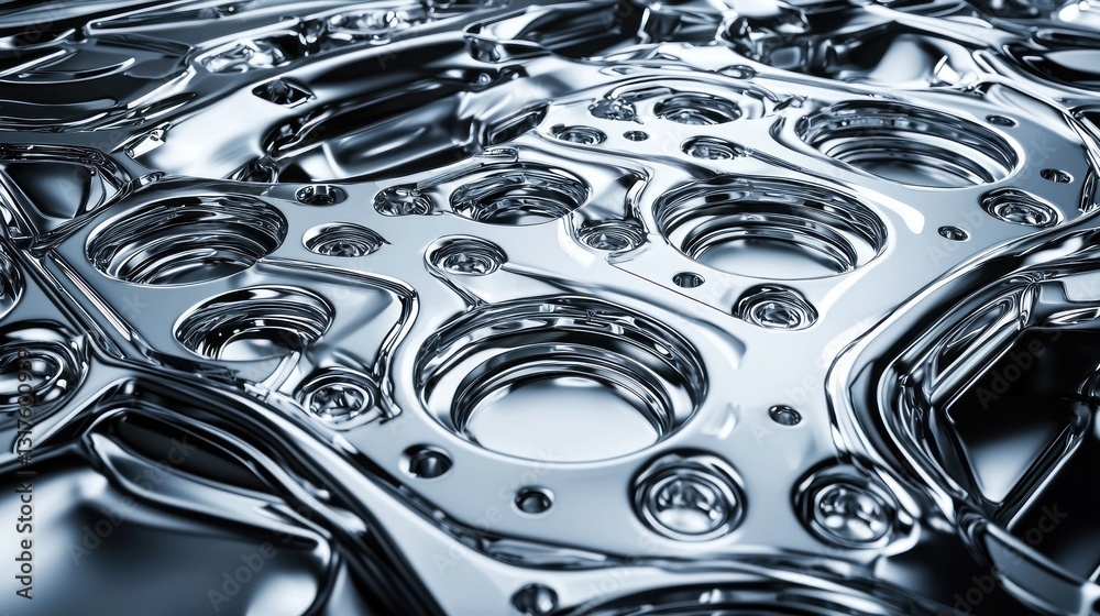 Shiny metallic structure with holes Shiny metallic structure with holes