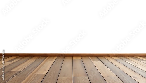 Empty Wooden Floor White Background Cutout