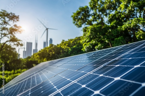 Corporate report highlighting ESG metrics within the green energy industry, highlighting sustainable business practices. photo