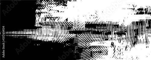 Distressed background in black and white texture with circles, spots, scratches, and lines. Abstract vector illustration.
