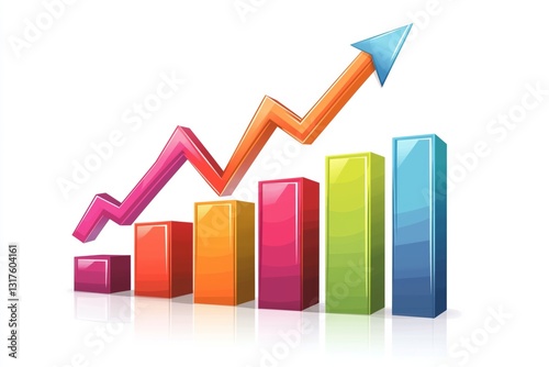 Financial growth arrow soaring above bar charts, modern business concept, vector design, isolated on white background Free Download Financial growth arrow soaring above bar charts, modern business concept, vector design, isolated on white background - GFXLoad