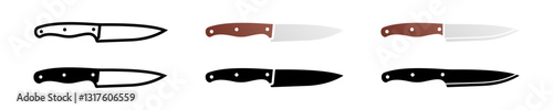 Button knife icon set. Sign edge on white background. Pointed tool. Simple knifes icons in vector design style