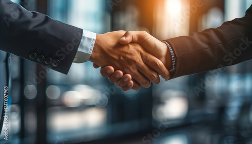 Celebrating partnership  a memorable contract signing ceremony highlighted by a handshake moment photo