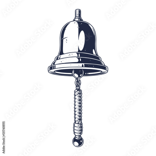 Bell with detailed design hanging on a rope