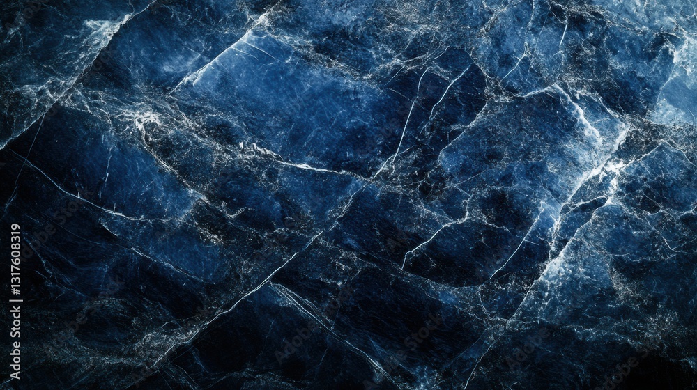 Naklejka premium Dramatic textured marble surface abstract art digital background dark blue close-up visual design
