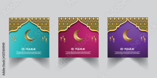 Set ramadan islamic banner illustration social post holy day islamic social media post or banner, geometric shape design background.Set ramadan islamic banner illustration story social media template.
