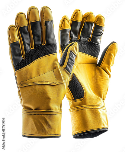 Heat-resistant gloves for safe hands-on work activities isolated on transparent background