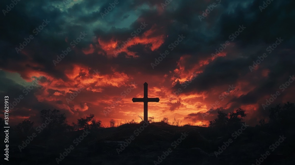 cross against the dramatic sky cross against the dramatic sky