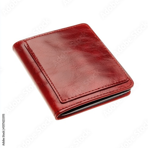 A sophisticated leather passport holder with a simple design, isolated on a white background for travel accessories. photo