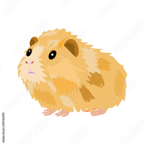 Guinea pig colored isolated, flat design, side view, adorable pet