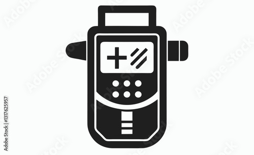 Breath Analyzer Icon, Blood Alcohol Content Estimator, Breath Analyzer, Breathalyser, Breathalyzer device silhouette icon vector illustration